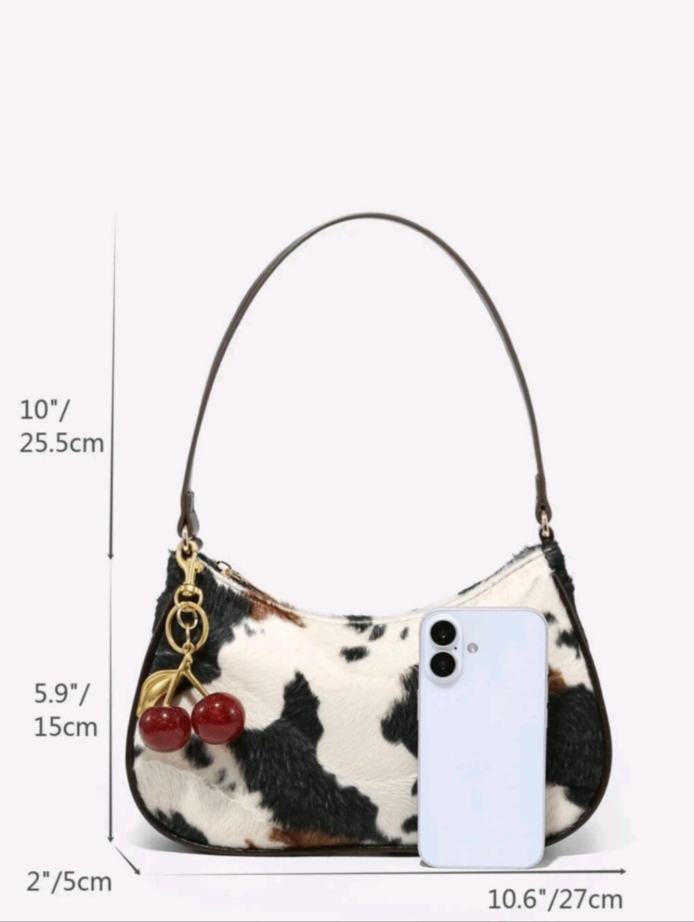 1pc Novachic Autumn/winter Suede, Short Plush CowPrint Pattern, Cute Cherry FP - Picture 2 of 6
